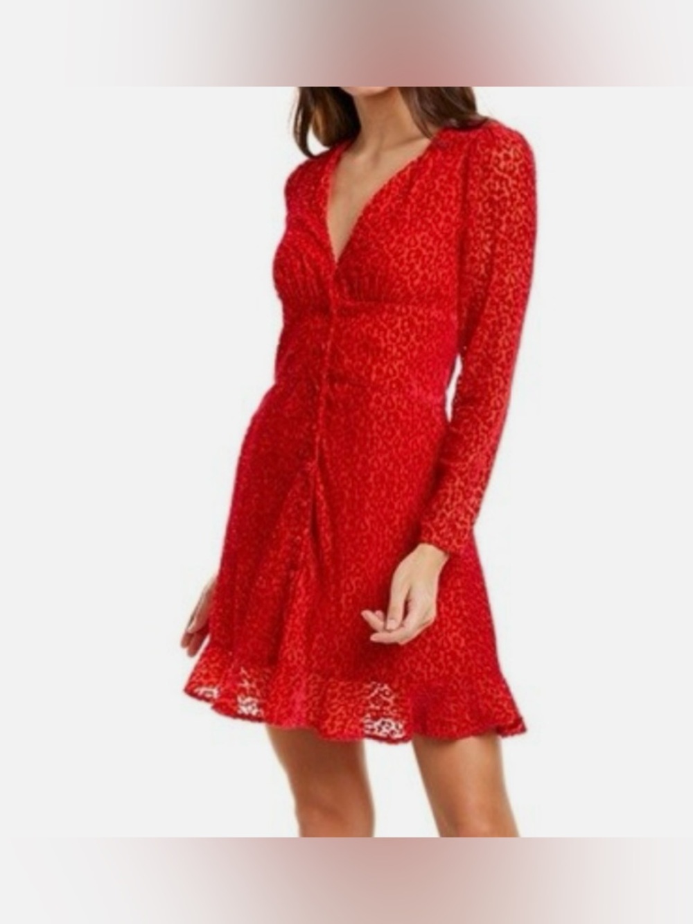 ❌SOLD❌ The Kooples $398 NWT “Flock Leo” Red Velvet Leopard Print Dress, Size M